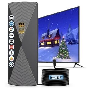 Black TV Antenna with 33FT Coaxial Cable